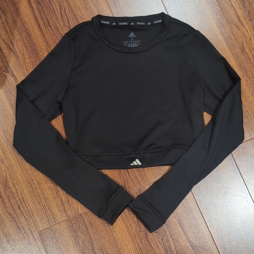 adidas Black Long Sleeve Crop Top